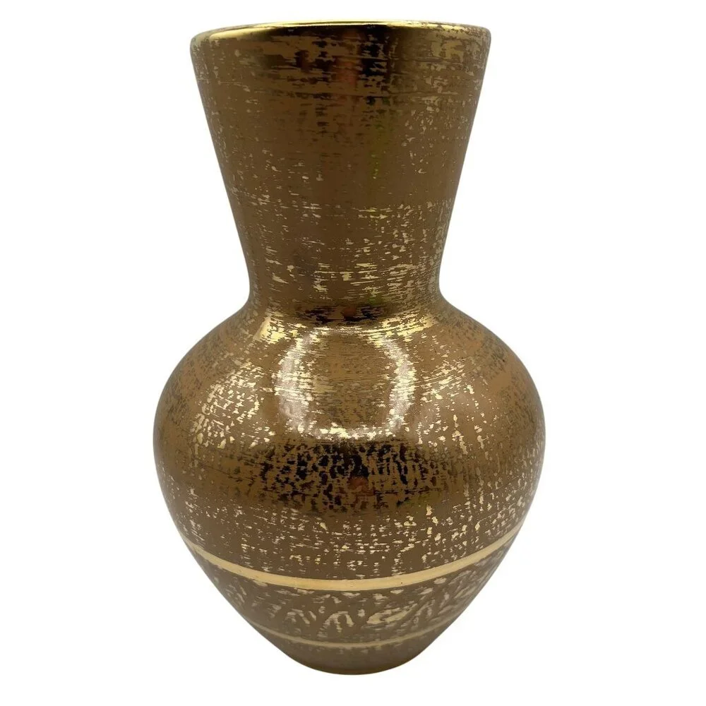Vintage Stangl 22K Granada Gold Pottery Genie Vase 9.5
